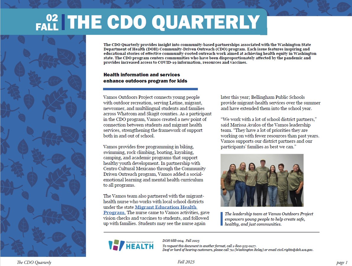 screenshot of newsletter cover